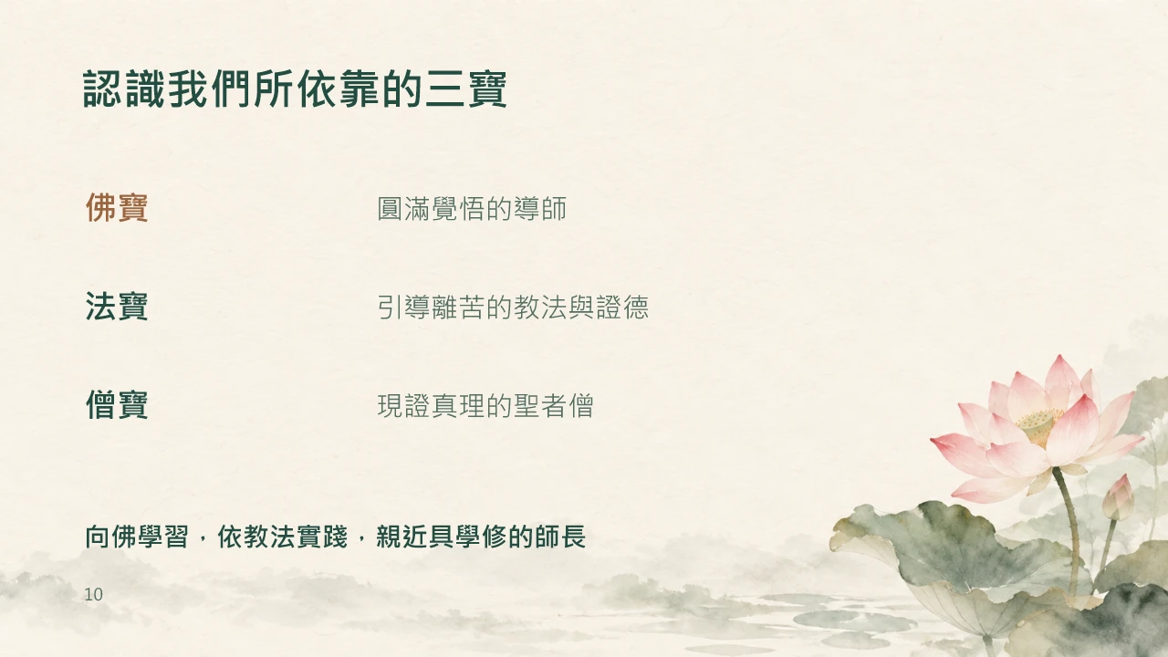 第10頁：認識我們所依靠的三寶